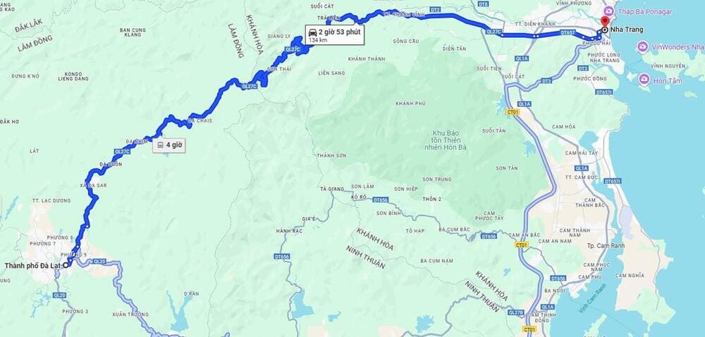 Di chuyển từ Nha Trang đến Đà Lạt bằng đường bộ